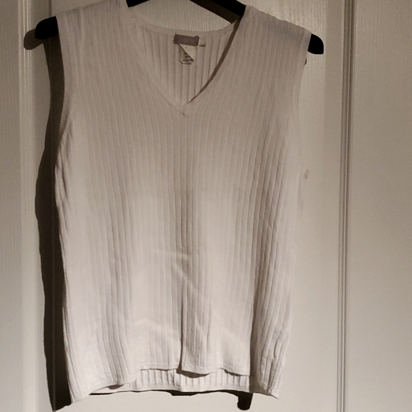J.Crew large white knit ribs top sleeveless well worn very comfortable - Picture 1 of 3